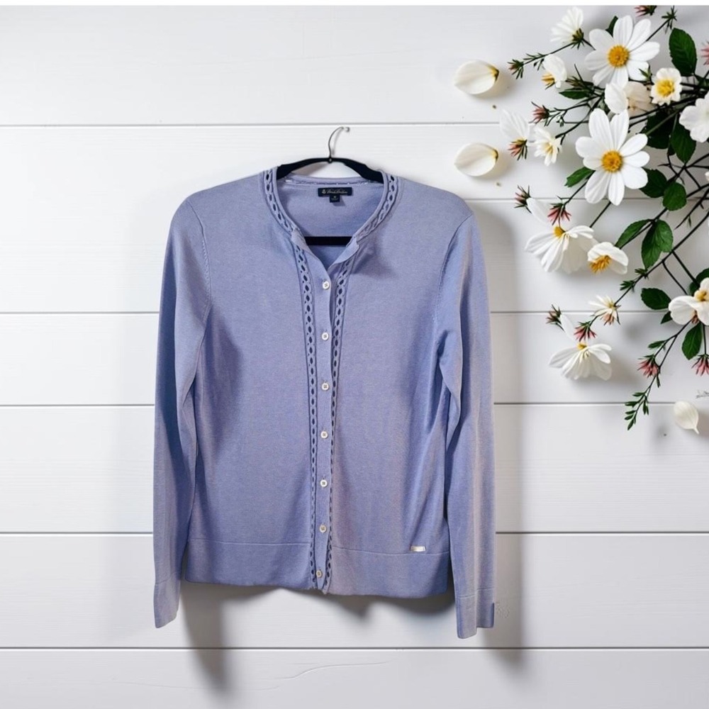 Brooks Brothers Silk & Cotton Blend Open Stitch Cardigan minimalist preppy